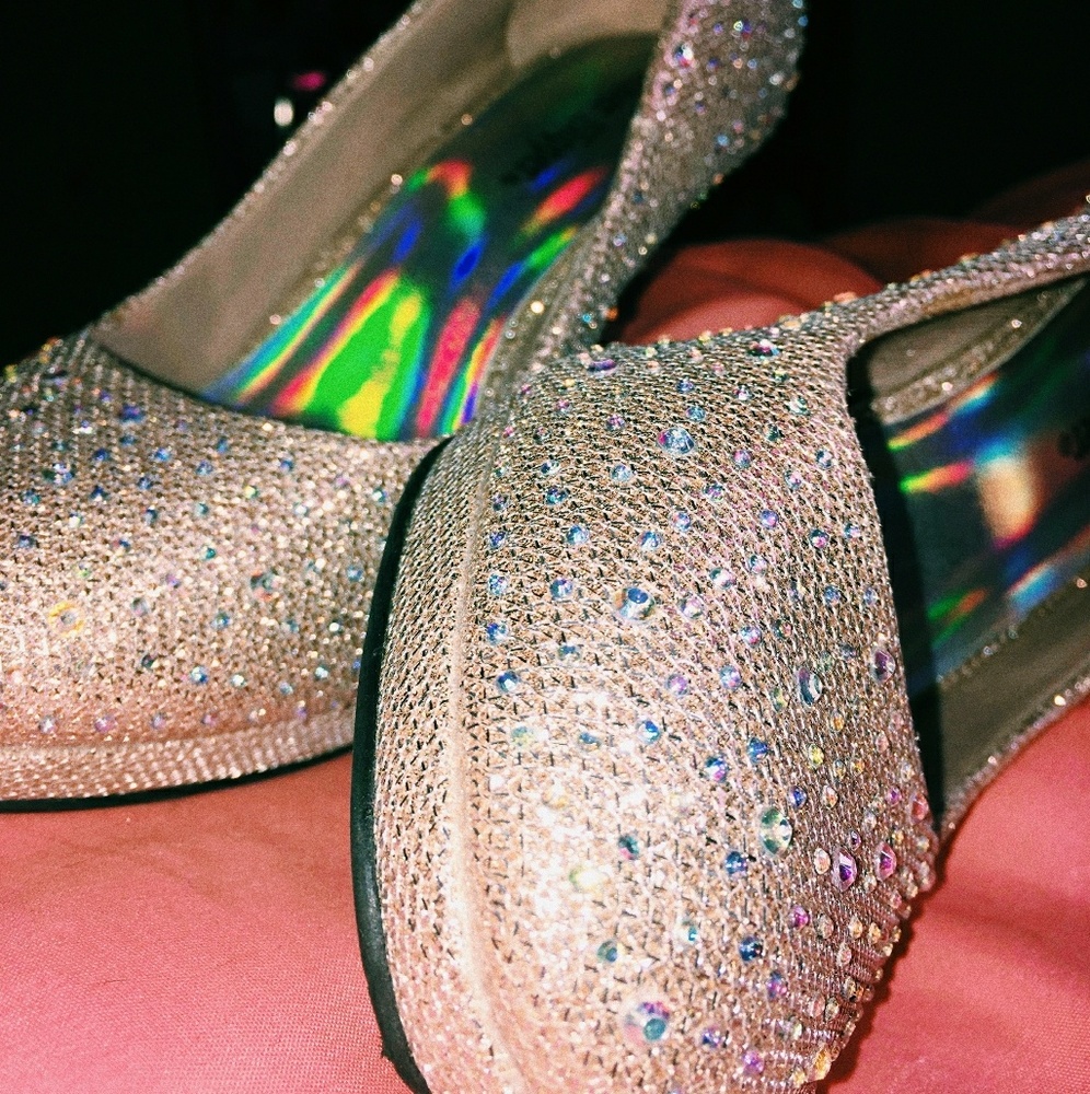 Silver slipper heels